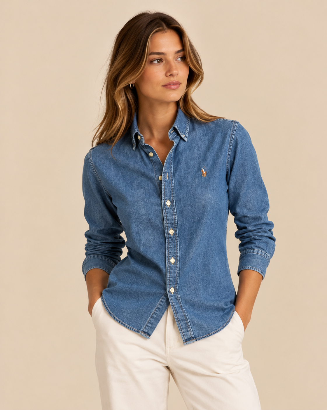Camisa de Denim Clásica de Botones