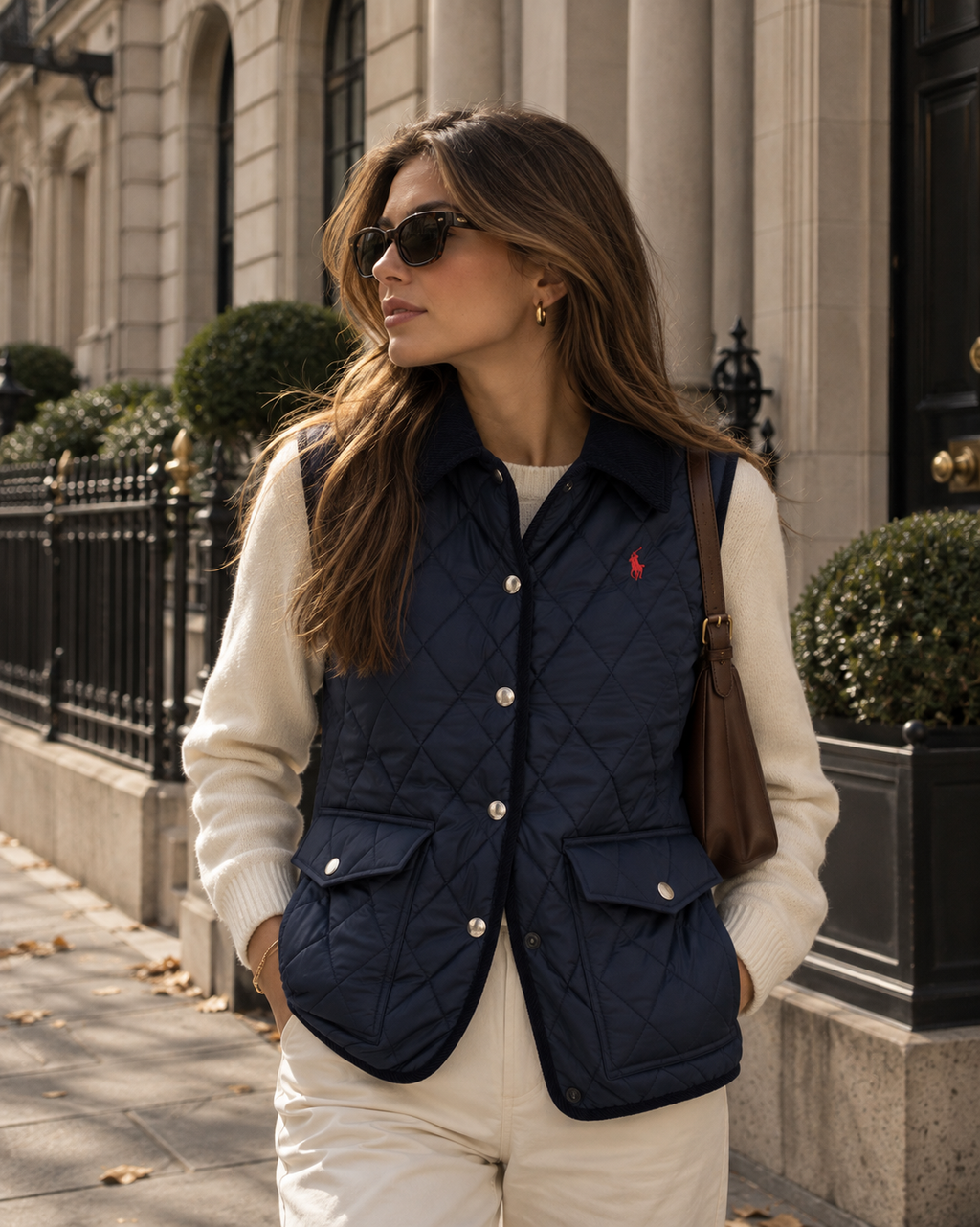 Chaleco Acolchado con Cuello de Pana Ralph Lauren