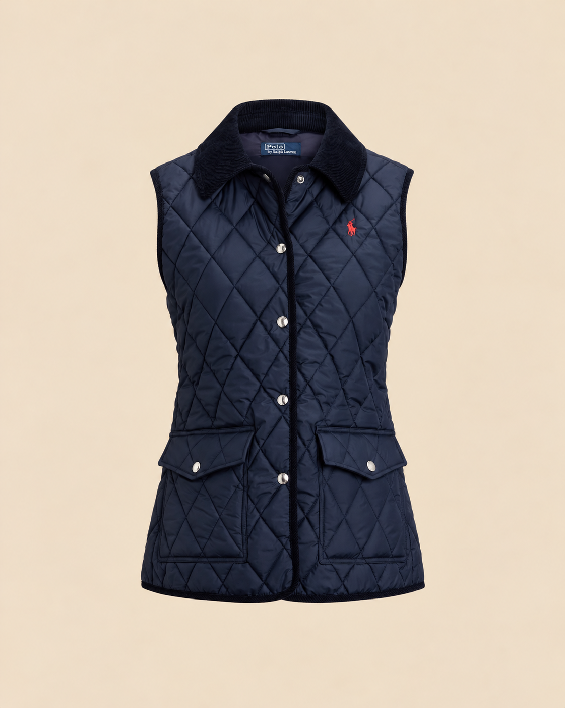 Chaleco Acolchado con Cuello de Pana Ralph Lauren