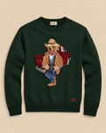 Suéter de algodón Verde Oliva con Polo Bear