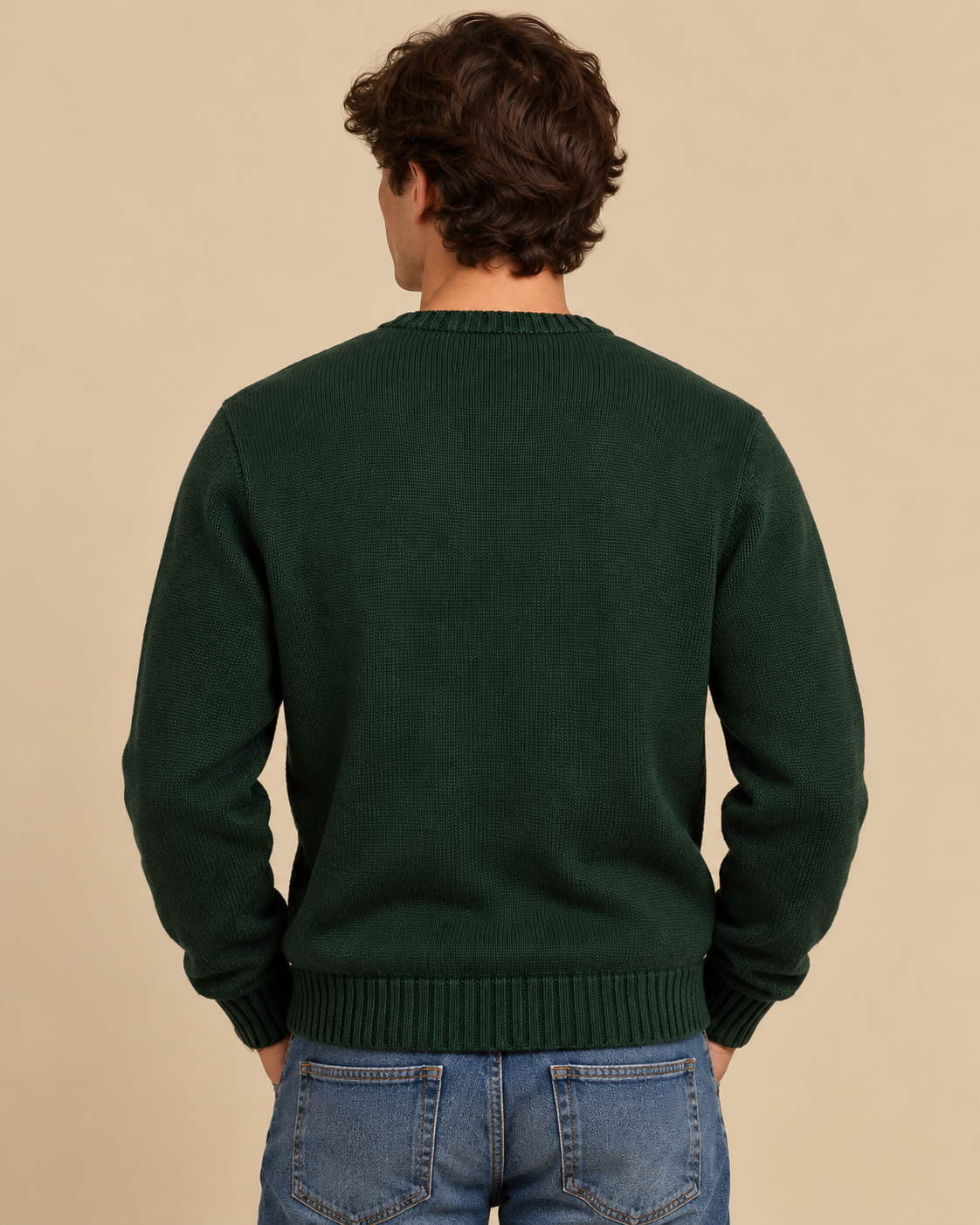 Suéter de algodón Verde Oliva con Polo Bear
