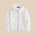 hoodie con logo bordado y cierre