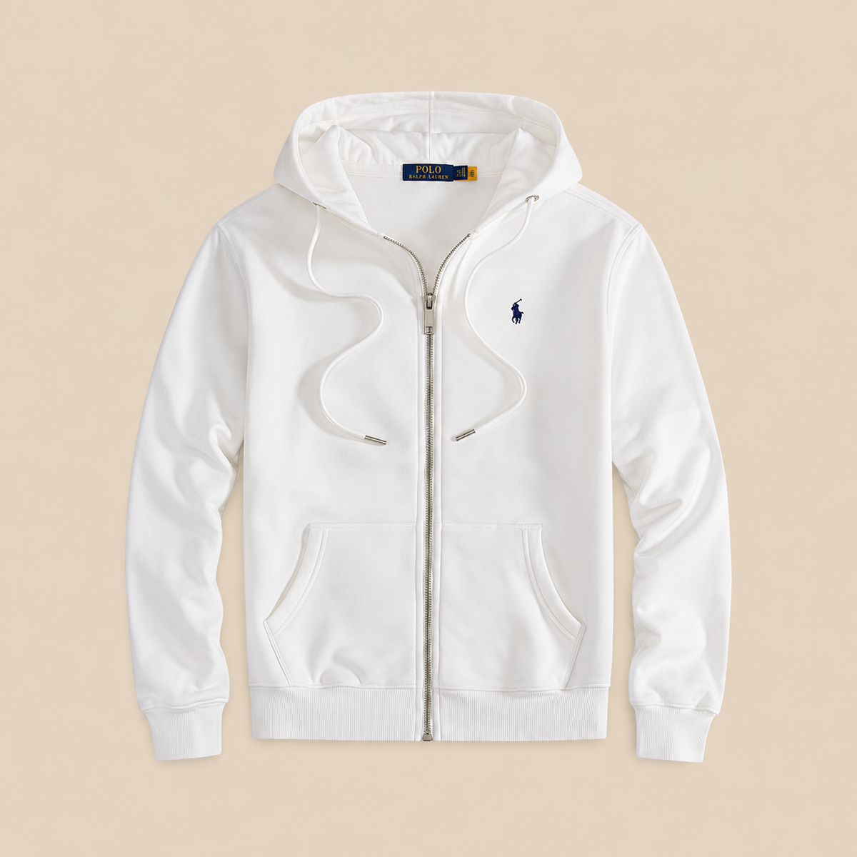 hoodie con logo bordado y cierre