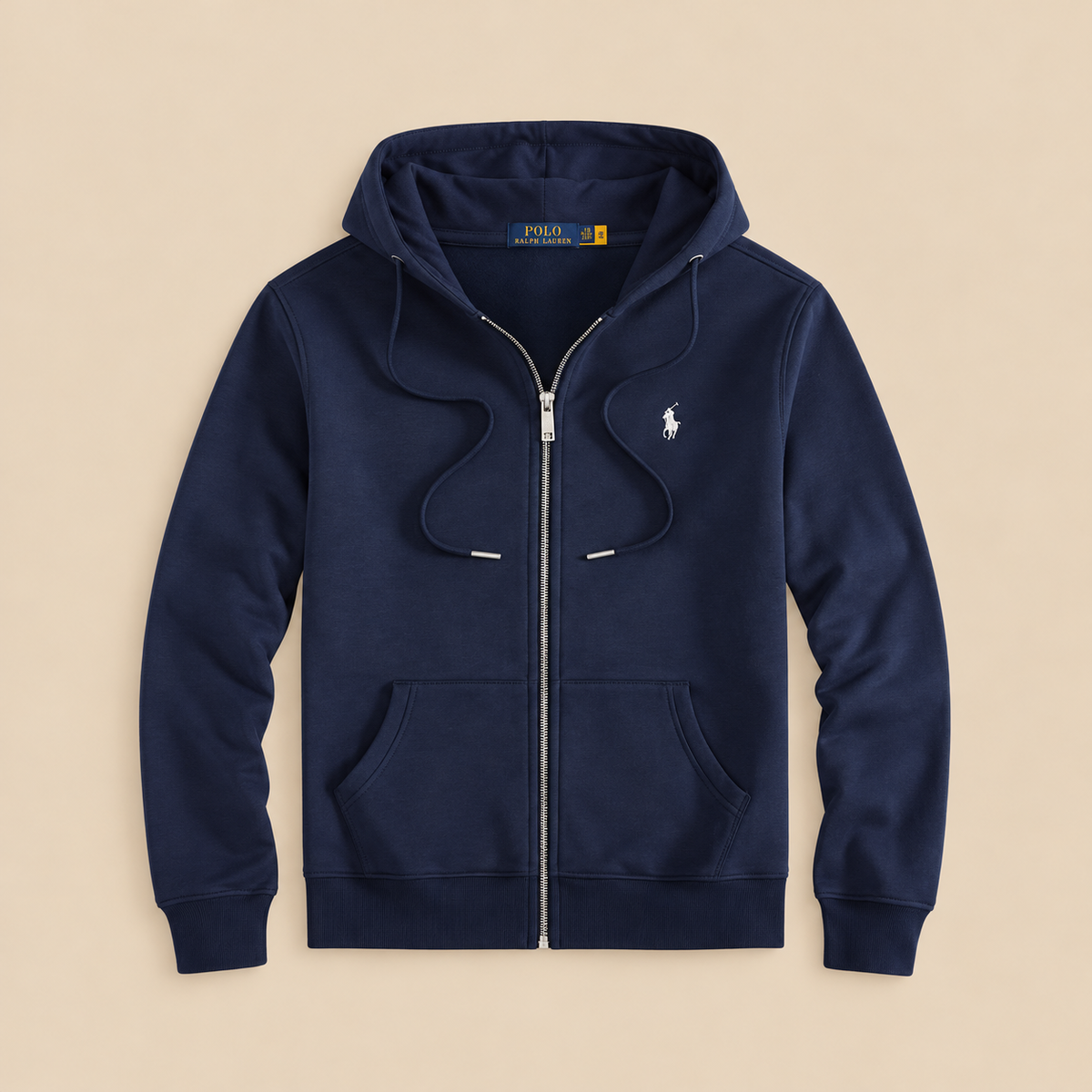 hoodie con logo bordado y cierre