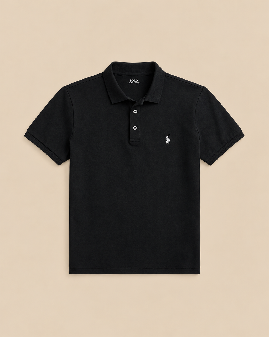 Polo de malla elástica de corte ajustado
