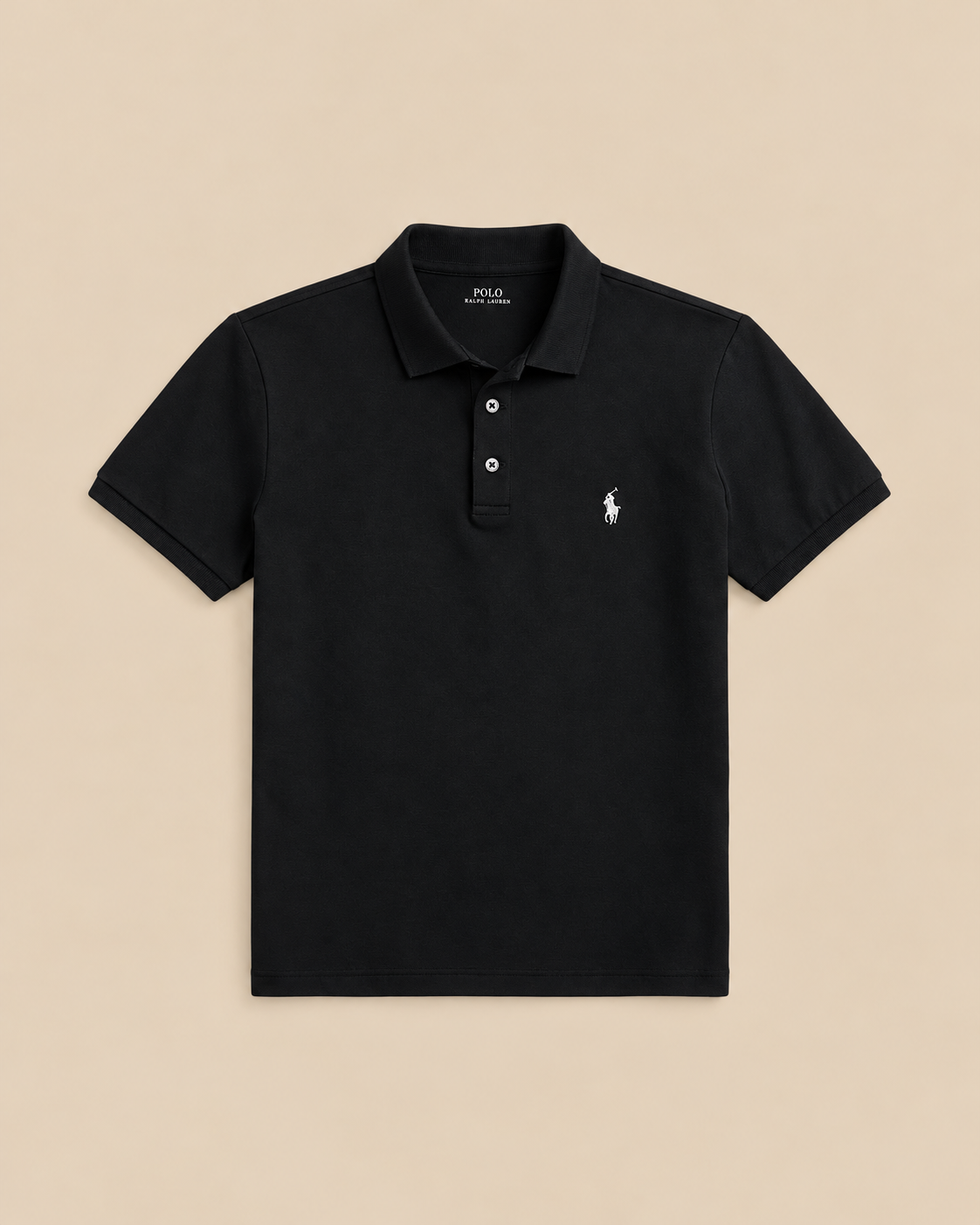 Polo de malla elástica de corte ajustado