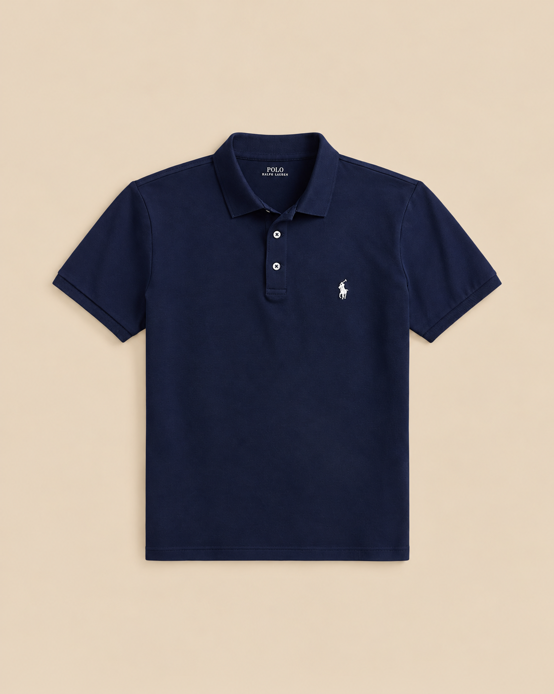 Polo de malla elástica de corte ajustado