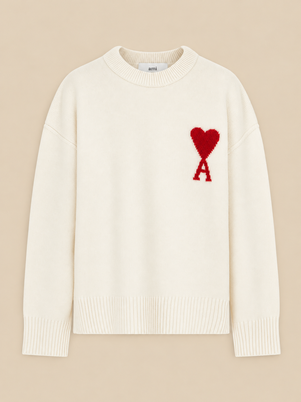 AMI Paris Wool Knit White Suéter