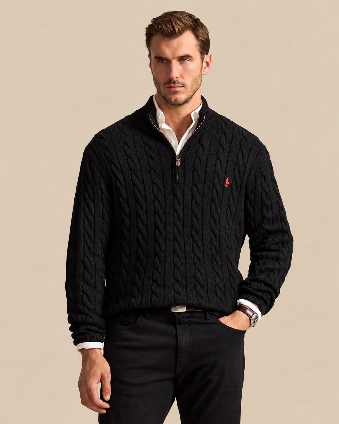 Suéter Trenzado con Cierre 1/4 Polo Ralph Lauren