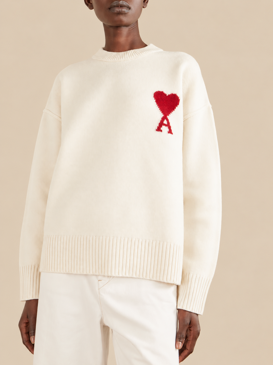 AMI Paris Wool Knit White Suéter