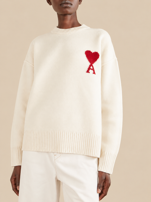 AMI Paris Wool Knit White Suéter