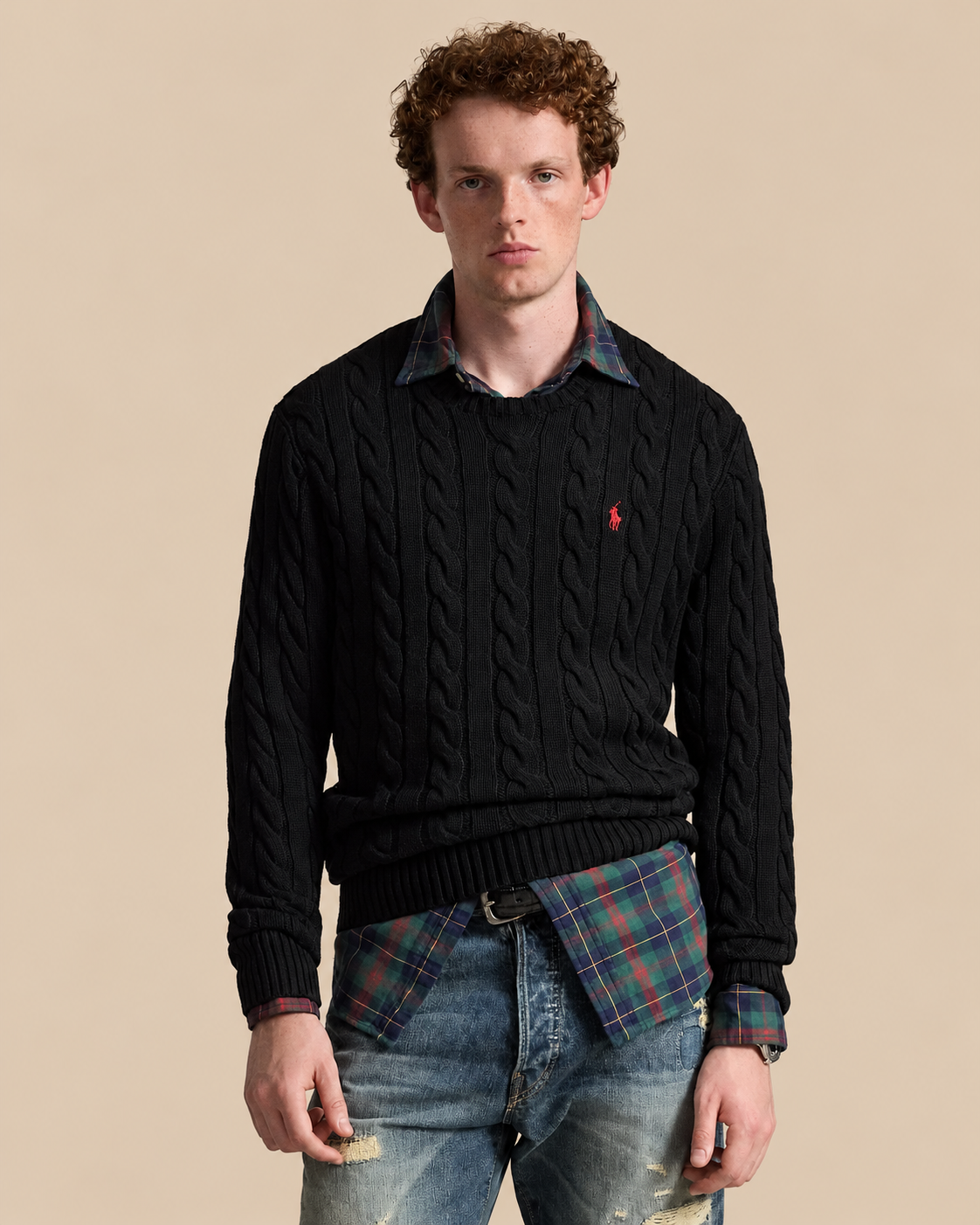 Suéter Negro de Algodón Tejido Polo Ralph Lauren