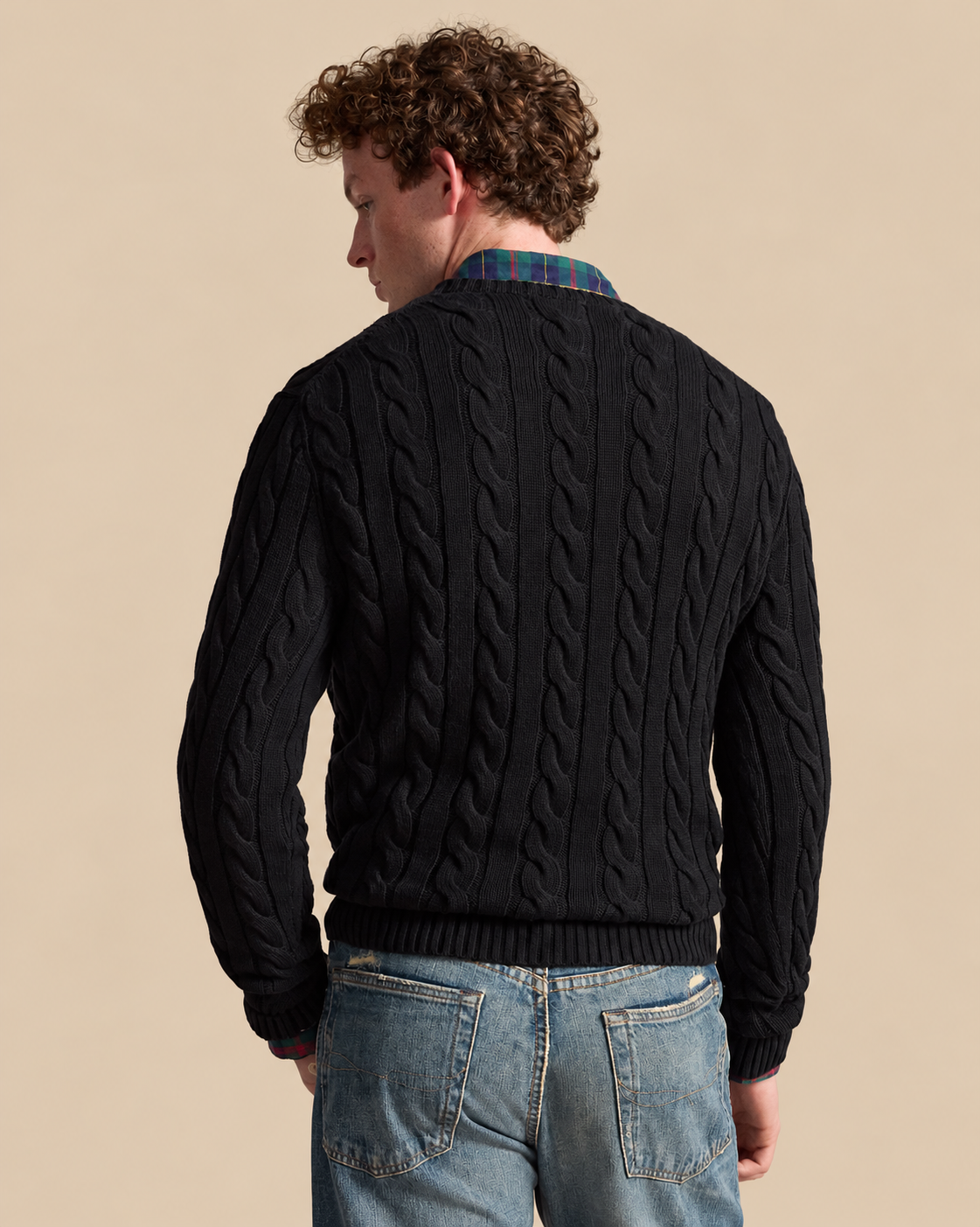 Suéter Negro de Algodón Tejido Polo Ralph Lauren