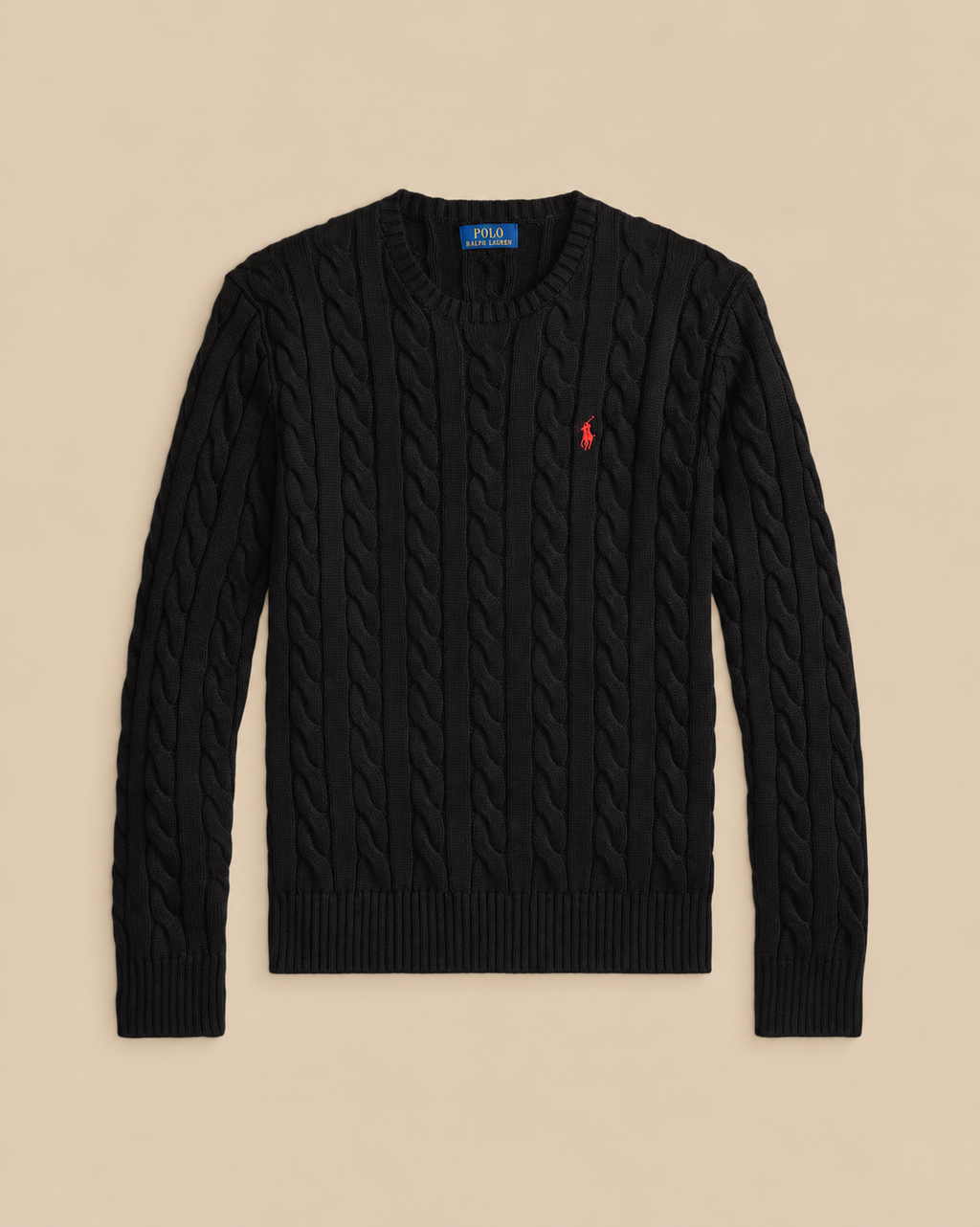 Suéter Negro de Algodón Tejido Polo Ralph Lauren