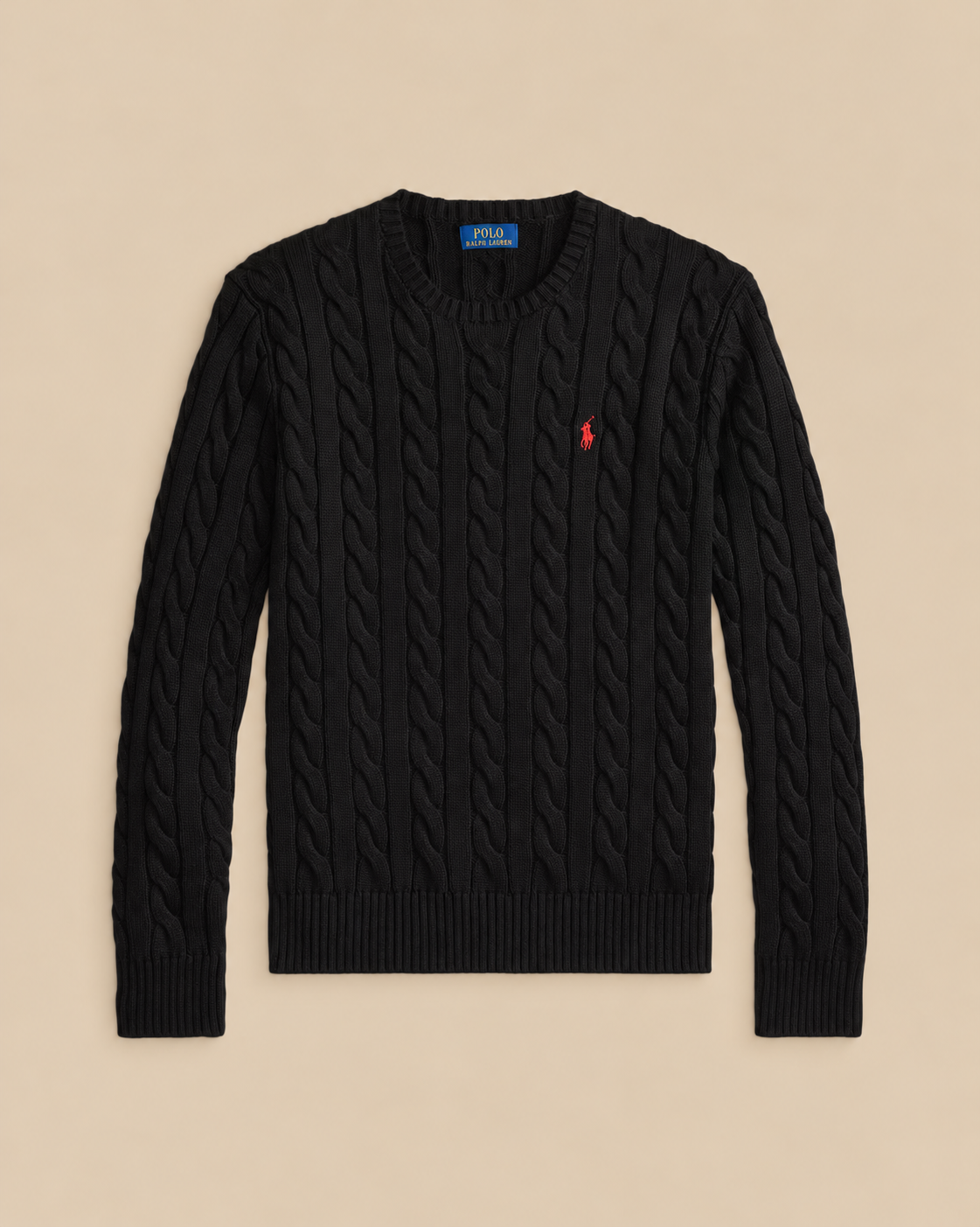 Suéter Negro de Algodón Tejido Polo Ralph Lauren